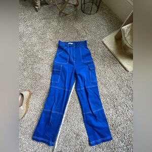 The East Order Becky Trousers Cobalt Blue with contrast stitching in Sz S